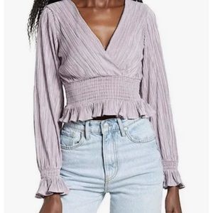 Leith Plissé Smocked Top